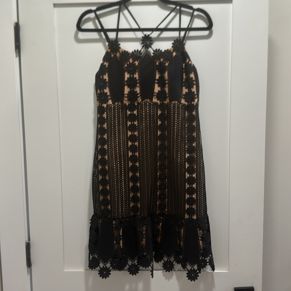 Self Portrait black and nude crochet dress - Picture 2 of 6